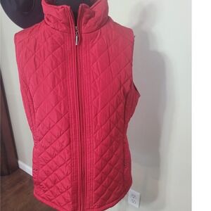 Weatherproof Red Quilted Faux Fur Lined Puffer‎ Vest Large Sleeveless Jacket
